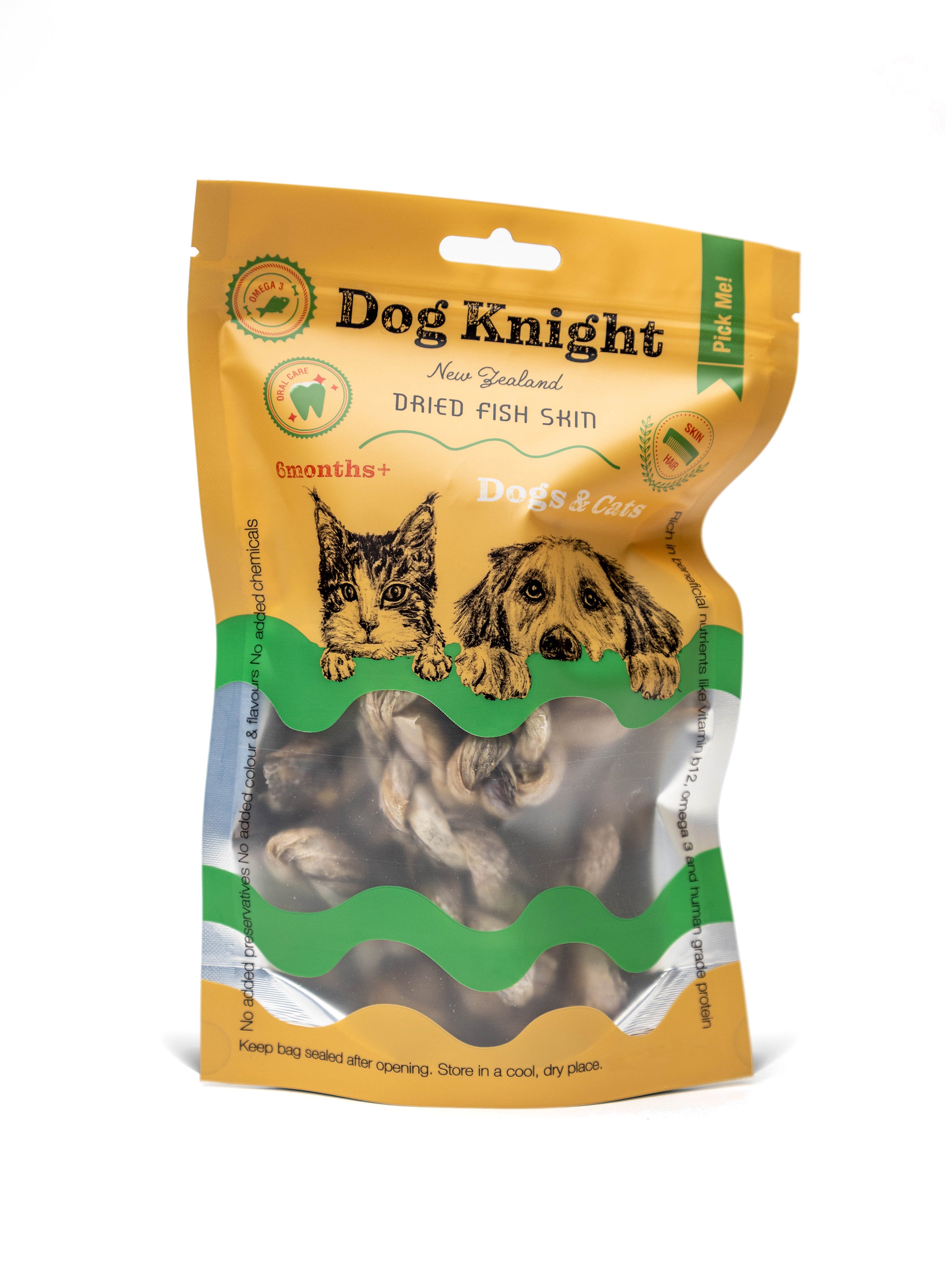 Air Dried NZ Deep Water Fish Skin twists 12pcs Dog Knight